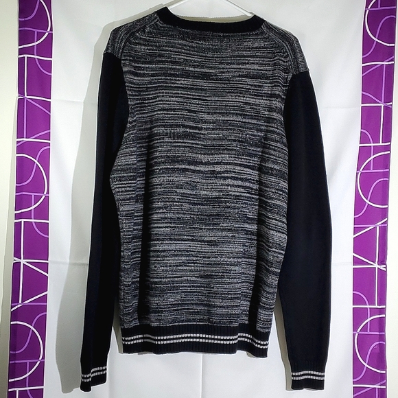 Unlisted by Kenneth Cole Grey/Black 100% Cotton Long Sleeve Knit Sweater - Large - Picture 8 of 12